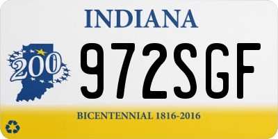 IN license plate 972SGF