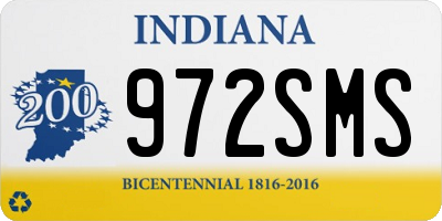 IN license plate 972SMS