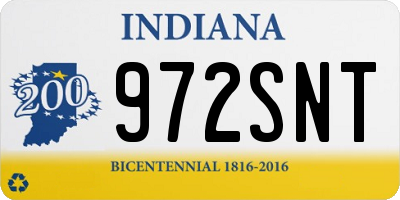 IN license plate 972SNT