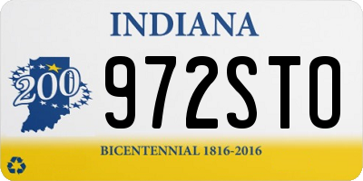IN license plate 972STO