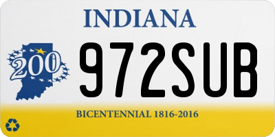 IN license plate 972SUB