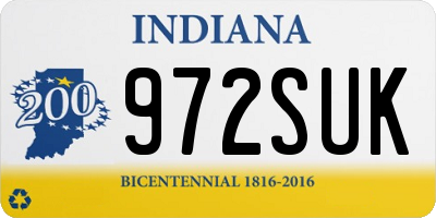 IN license plate 972SUK