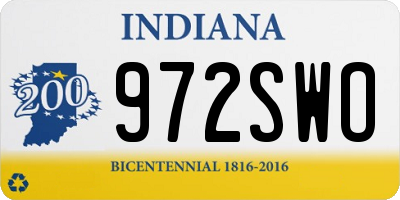IN license plate 972SWO