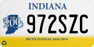 IN license plate 972SZC
