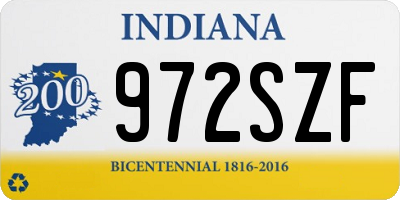 IN license plate 972SZF