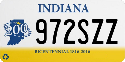 IN license plate 972SZZ