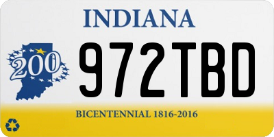 IN license plate 972TBD