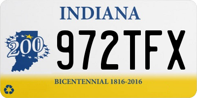 IN license plate 972TFX