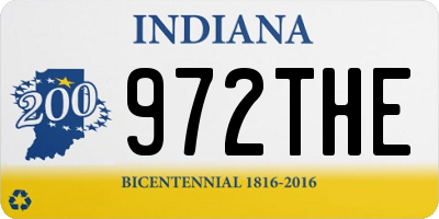 IN license plate 972THE