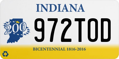 IN license plate 972TOD