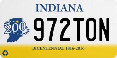 IN license plate 972TON