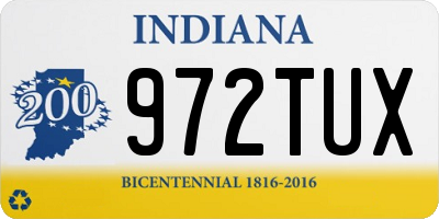 IN license plate 972TUX