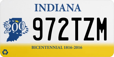 IN license plate 972TZM