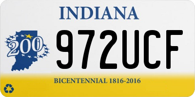 IN license plate 972UCF
