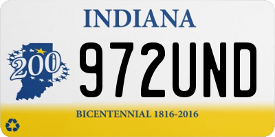 IN license plate 972UND