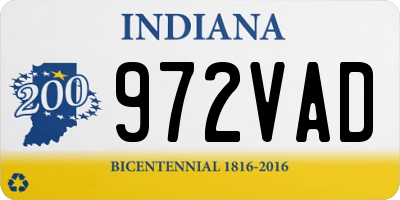 IN license plate 972VAD