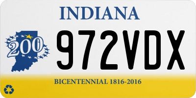 IN license plate 972VDX