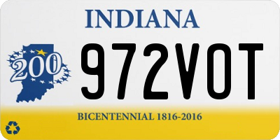 IN license plate 972VOT