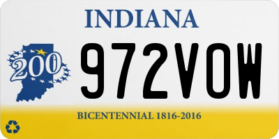IN license plate 972VOW