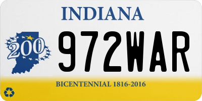 IN license plate 972WAR