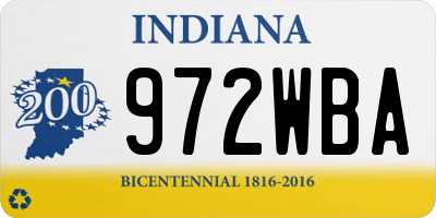 IN license plate 972WBA