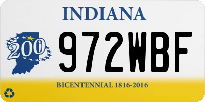 IN license plate 972WBF
