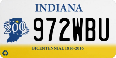 IN license plate 972WBU