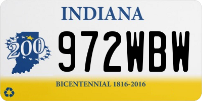 IN license plate 972WBW