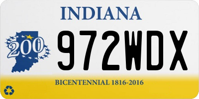 IN license plate 972WDX