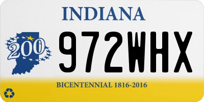 IN license plate 972WHX