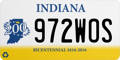 IN license plate 972WOS