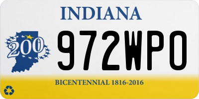 IN license plate 972WPO