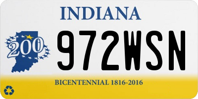 IN license plate 972WSN