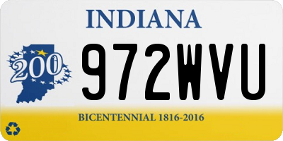 IN license plate 972WVU