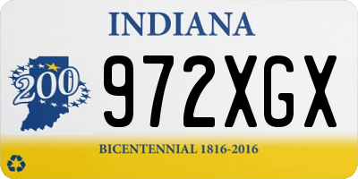 IN license plate 972XGX