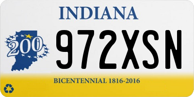 IN license plate 972XSN