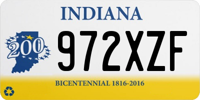 IN license plate 972XZF