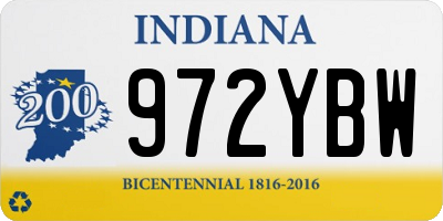 IN license plate 972YBW