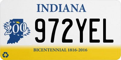 IN license plate 972YEL