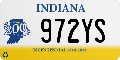 IN license plate 972YS