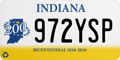 IN license plate 972YSP