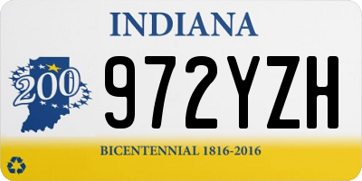 IN license plate 972YZH