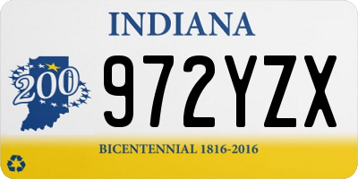 IN license plate 972YZX
