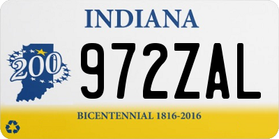 IN license plate 972ZAL