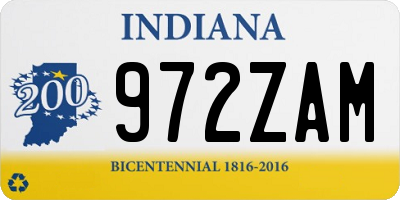 IN license plate 972ZAM