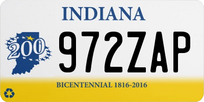IN license plate 972ZAP