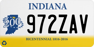 IN license plate 972ZAV