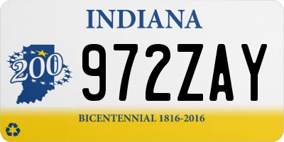 IN license plate 972ZAY