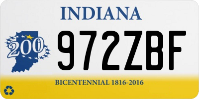 IN license plate 972ZBF