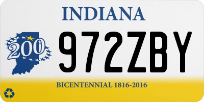 IN license plate 972ZBY